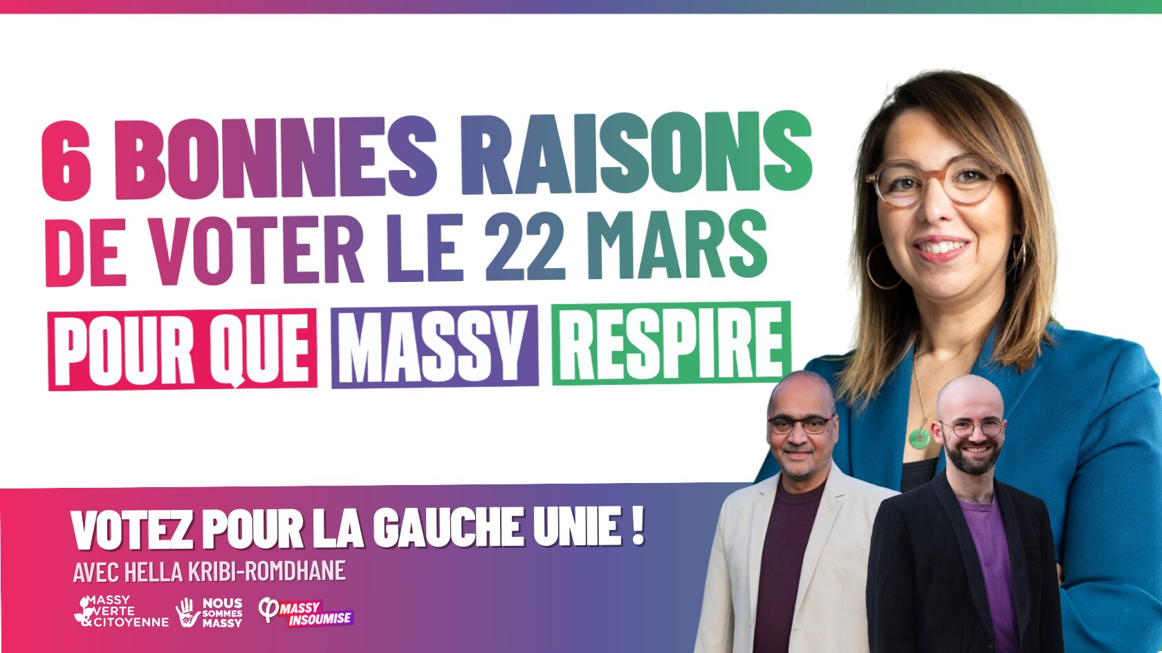 6 bonnes raisons de voter le 22 Mars pour la liste d’union Pour que Massy respire