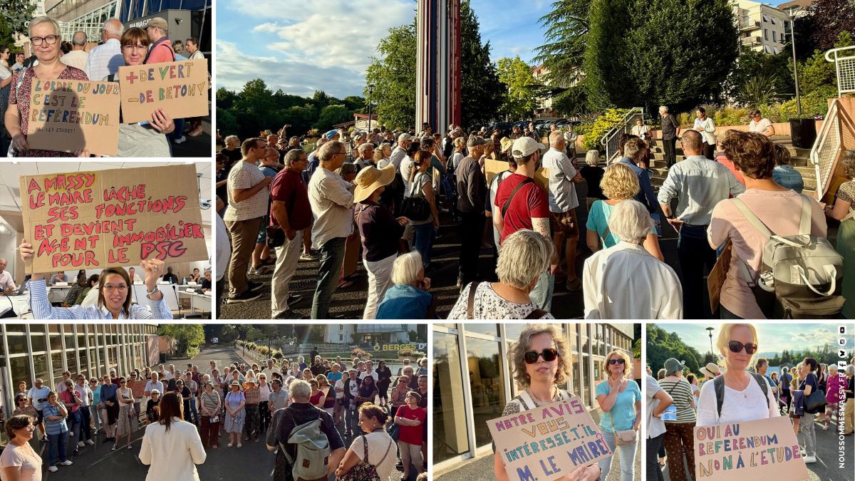 Une mobilisation inédite des Massicois·es qui exigent d’être consulté·es en amont sur l’installation du stade du PSG à Massy !